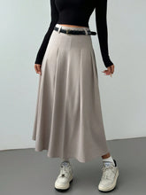 Privé Spring & Autumn New High Waist A-Line Knee-Length Pleated Skirt Maxi Women Outfit